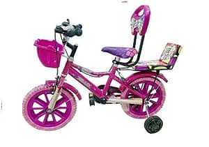 Global Bikes Barbie 14 inch Bicycle for Kids 2 to 5 Years Old Fully Adjustable with Back Seat & Support for Boys and Girls