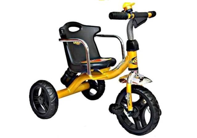 Amardeep Cycles Baby n Kids Tricycle Bingo with Sturdy Back Seat and Side Safety Bars with Water Bottle n Musical Horn , 1 to 4 Years (Multiclour)